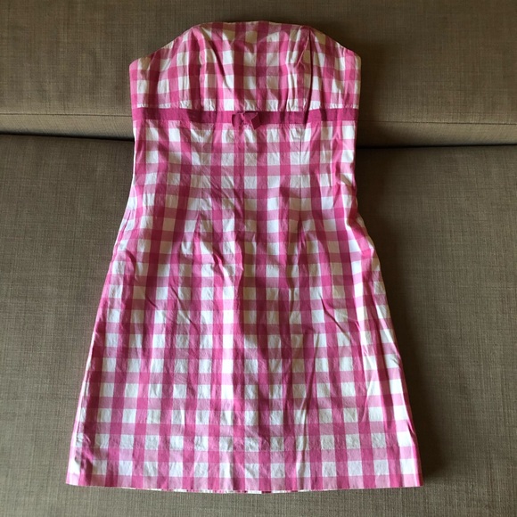 Lilly Pulitzer plaid pink strapless dress - Picture 1 of 9